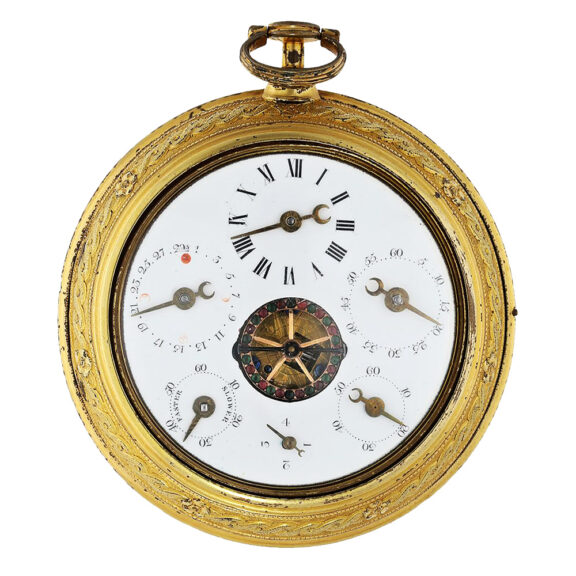 English complicated coach clock with enamel painting Circa 1790 English complicated coach clock with enamel painting Circa 1790