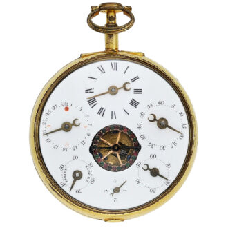English complicated coach clock with enamel painting Circa 1790