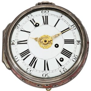 French striking and repeating silver coach clock Circa 1770