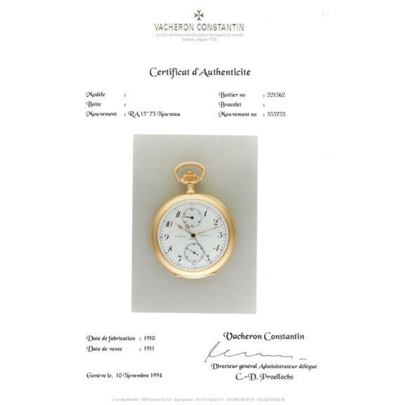 Swiss gold chronograph pocket chronometer with register Circa 1910 Swiss gold chronograph pocket chronometer with register Circa 1910