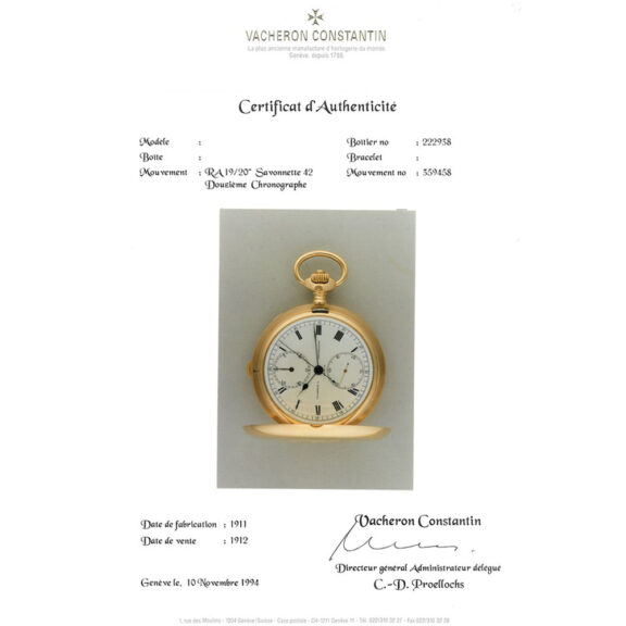 Rare Swiss gold chronometer with chronograph Circa 1911 Rare Swiss gold chronometer with chronograph Circa 1911