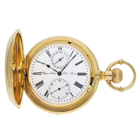 Swiss 18K gold hunting cased chronometer with date Circa 1880