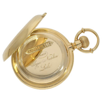 Swiss 18K gold hunting cased chronometer with date Circa 1880