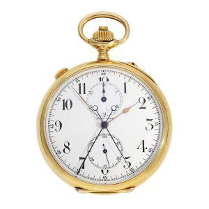 Swiss gold split-seconds chronograph pocket watch Circa 1920