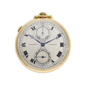 Swiss gold split-seconds chronograph pocket watch from the 1930s