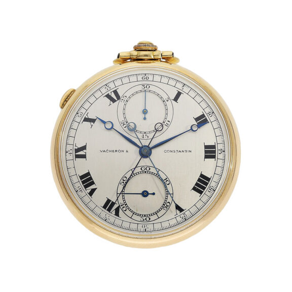 Swiss gold split-seconds chronograph pocket watch from the 1930s
