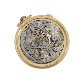 Swiss gold split-seconds chronograph pocket watch from the 1930s