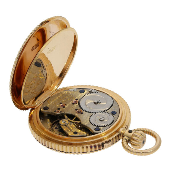 German rare decorated gold half-hunting cased watch Circa 1883 German rare decorated gold half-hunting cased watch Circa 1883