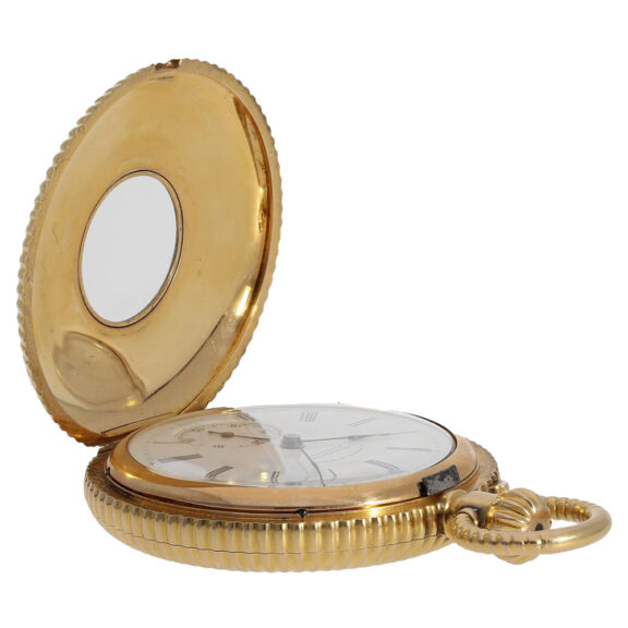 German rare decorated gold half-hunting cased watch Circa 1883 German rare decorated gold half-hunting cased watch Circa 1883