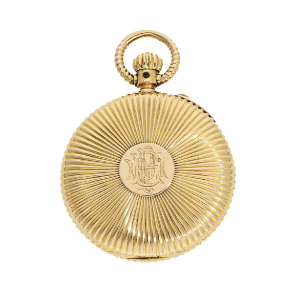 German rare decorated gold half-hunting cased watch Circa 1883 German rare decorated gold half-hunting cased watch Circa 1883