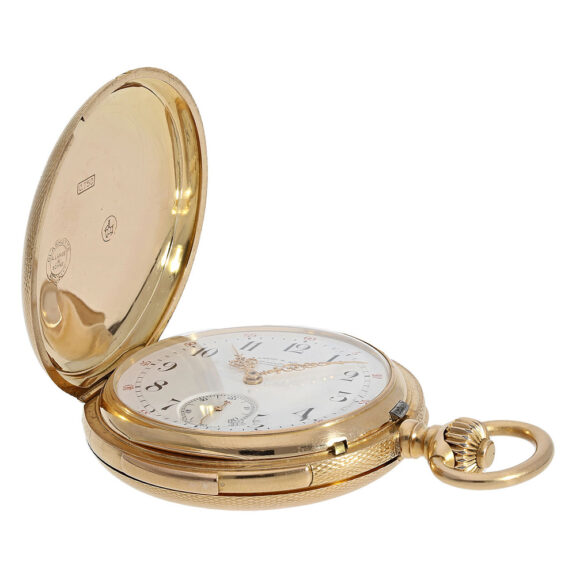 German pink gold hunting cased repeating watch Circa 1889 German pink gold hunting cased repeating watch Circa 1889