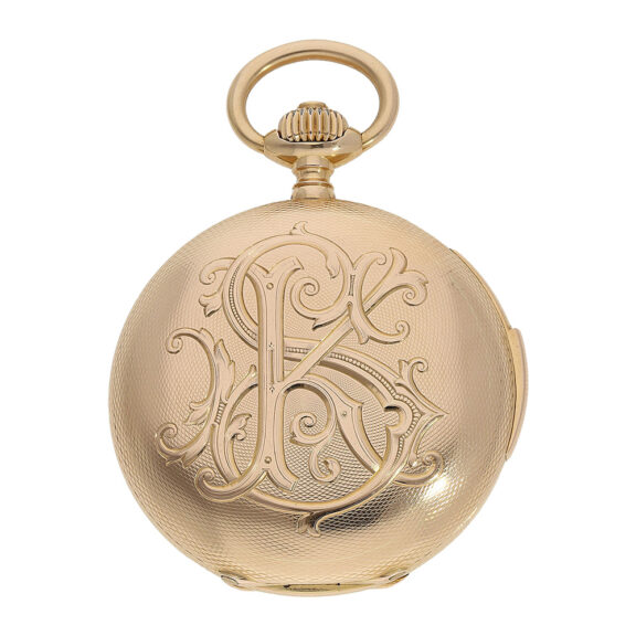 German pink gold hunting cased repeating watch Circa 1889 German pink gold hunting cased repeating watch Circa 1889