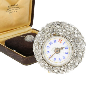 Swiss Art Nouveau Boule de Genève set with diamonds Circa 1900