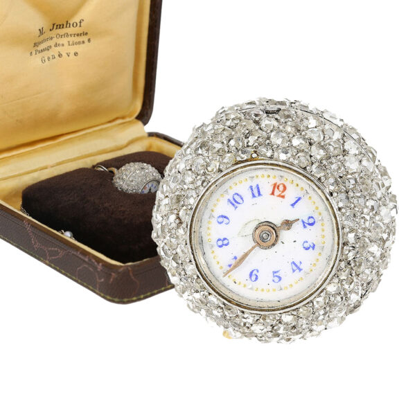Swiss Art Nouveau Boule de Genève set with diamonds Circa 1900 Swiss Art Nouveau Boule de Genève set with diamonds Circa 1900