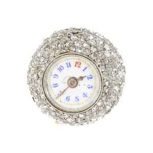 Swiss Art Nouveau Boule de Genève set with diamonds Circa 1900