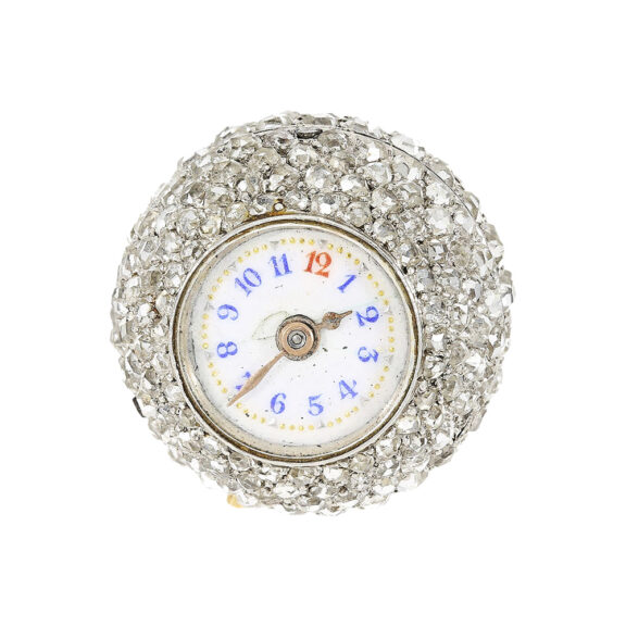 Swiss Art Nouveau Boule de Genève set with diamonds Circa 1900