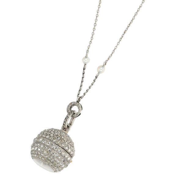 Swiss Art Nouveau Boule de Genève set with diamonds Circa 1900 Swiss Art Nouveau Boule de Genève set with diamonds Circa 1900