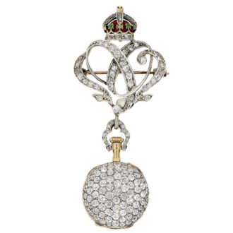French gold miniature diamond-set pendant watch Circa 1910