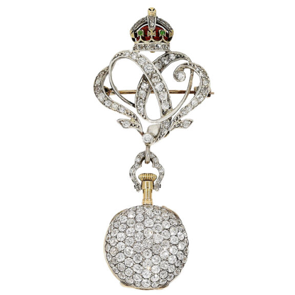 French gold miniature diamond-set pendant watch Circa 1910 French gold miniature diamond-set pendant watch Circa 1910
