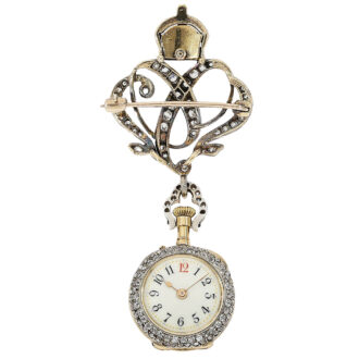 French gold miniature diamond-set pendant watch Circa 1910