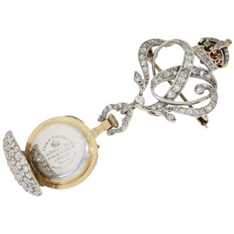 French gold miniature diamond-set pendant watch Circa 1910