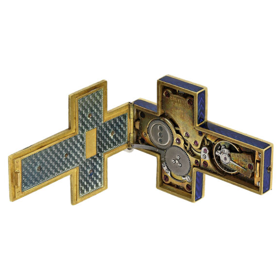 French gold and diamond set cruciform watch Circa 1910 French gold and diamond set cruciform watch Circa 1910