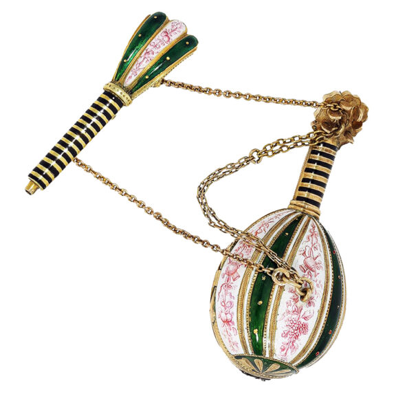 Swiss gold and enamel mandolin form watch Circa 1800 Swiss gold and enamel mandolin form watch Circa 1800