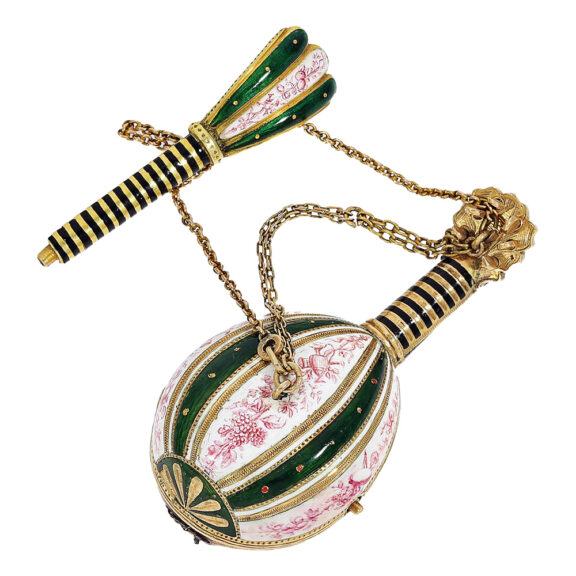 Swiss gold and enamel mandolin form watch Circa 1800 Swiss gold and enamel mandolin form watch Circa 1800