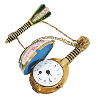 Swiss gold and enamel mandolin form watch Circa 1800