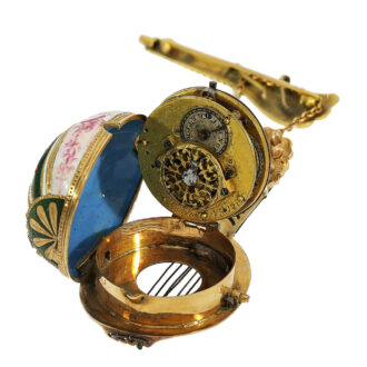 Swiss gold and enamel mandolin form watch Circa 1800