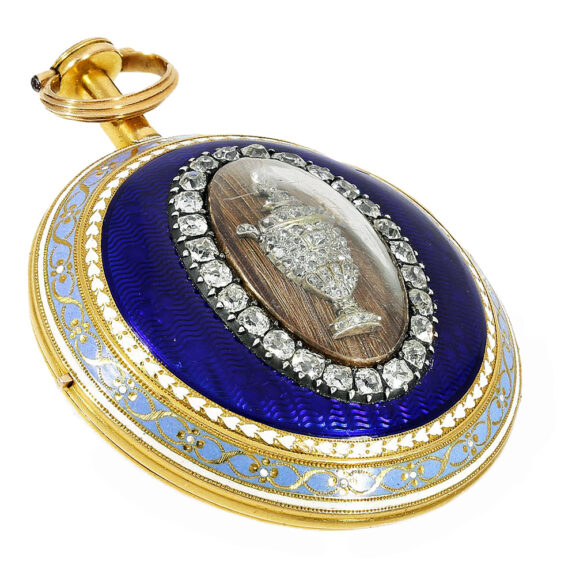 English gold, enamel and diamond-set pocket watch Circa 1790 English gold, enamel and diamond-set pocket watch Circa 1790