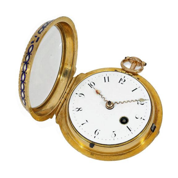 English 18K gold and enamel watch with chatelaine Circa 1750 English 18K gold and enamel watch with chatelaine Circa 1750