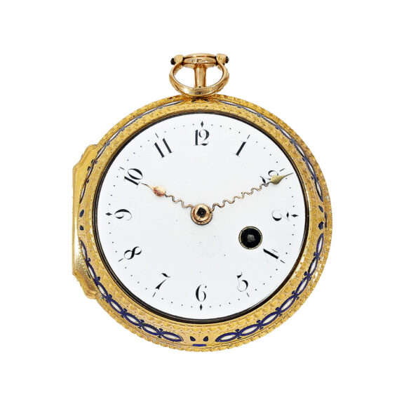 English 18K gold and enamel watch with chatelaine Circa 1750 English 18K gold and enamel watch with chatelaine Circa 1750