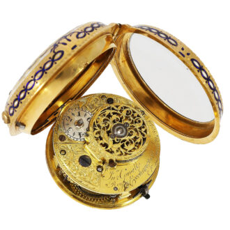 English 18K gold and enamel watch with chatelaine Circa 1750