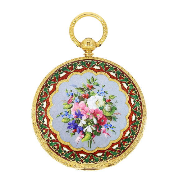 English gold and enamel watch with five time zones Circa 1869 English gold and enamel watch with five time zones Circa 1869