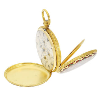 English gold and enamel watch with five time zones Circa 1869