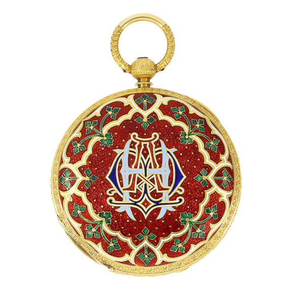 English gold and enamel watch with five time zones Circa 1869 English gold and enamel watch with five time zones Circa 1869