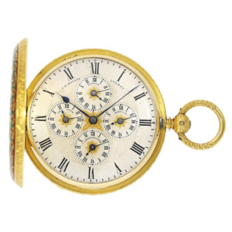English gold and enamel watch with five time zones Circa 1869