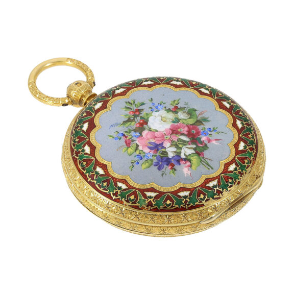 English gold and enamel watch with five time zones Circa 1869 English gold and enamel watch with five time zones Circa 1869