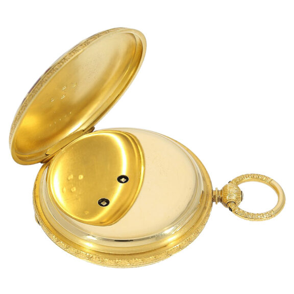 English gold and enamel watch with five time zones Circa 1869 English gold and enamel watch with five time zones Circa 1869