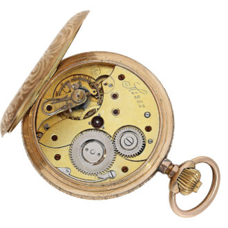 Swiss 14 carat rose gold hunting cased precision watch Circa 1900