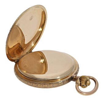 Swiss 14 carat rose gold hunting cased precision watch Circa 1900