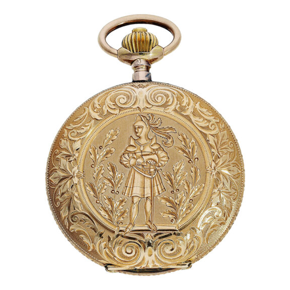 Swiss 14 carat rose gold hunting cased precision watch Circa 1900 Swiss 14 carat rose gold hunting cased precision watch Circa 1900