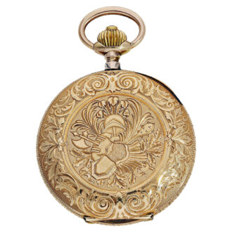 Swiss 14 carat rose gold hunting cased precision watch Circa 1900