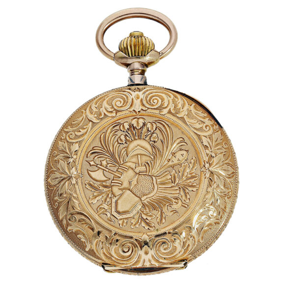 Swiss 14 carat rose gold hunting cased precision watch Circa 1900