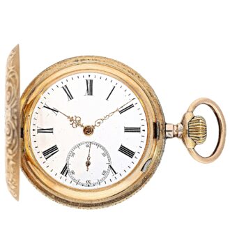 Swiss 14 carat rose gold hunting cased precision watch Circa 1900