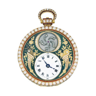 Swiss gold and enamel watch with visible balance Circa 1830