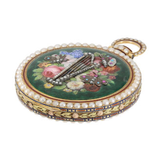 Swiss gold and enamel watch with visible balance Circa 1830