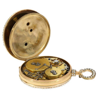 Swiss gold and enamel repeating musical pocket watch Circa 1870
