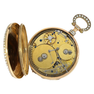 Swiss gold and enamel repeating musical pocket watch Circa 1870